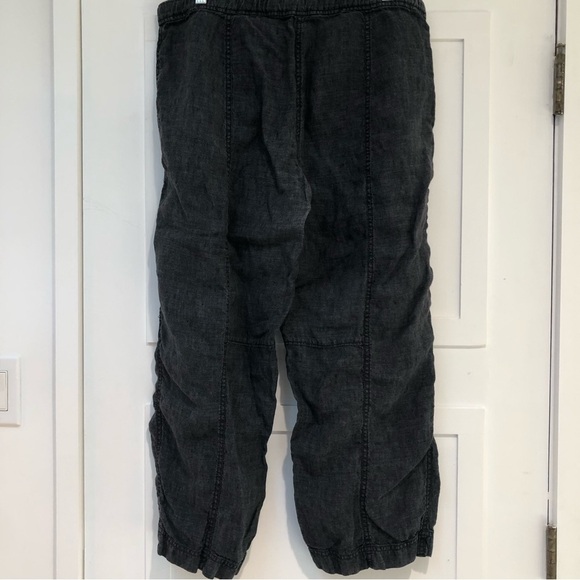 Eileen Fisher 100 linen wide leg crop drawstring pant w pockets indigo wash M - Picture 5 of 12